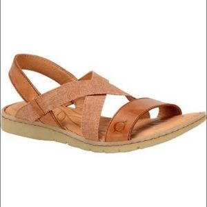 Born Atiana tan cross cross sandals